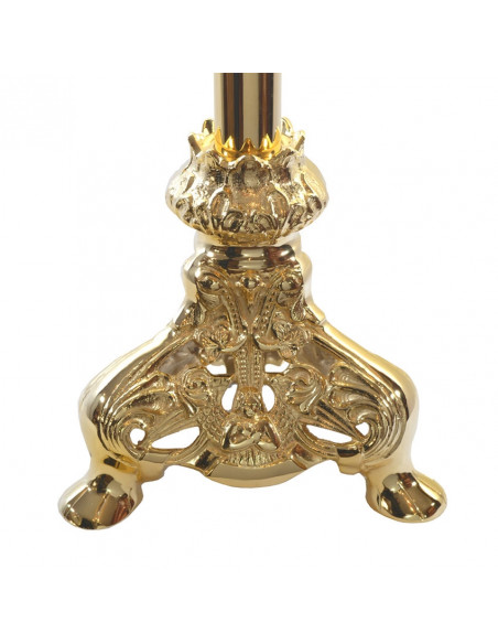 Candelabro Altar 7 Velas 65x67cm Base Triangular Baño Oro 24k