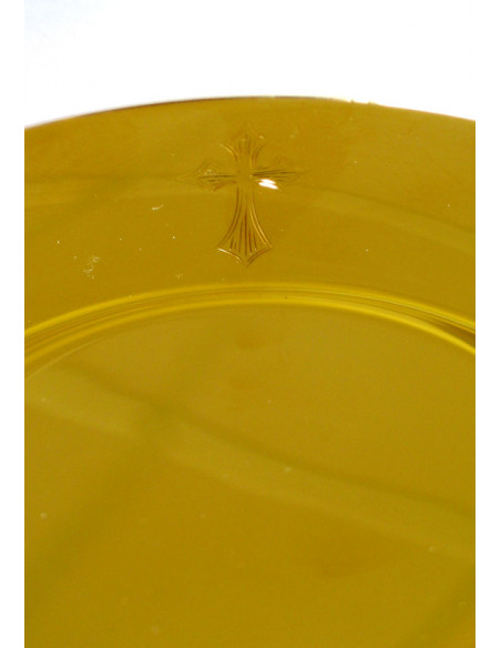 Patena Caliz Metal Dorada Ihs Grabado Parte De Abajo 15Cm Diametro