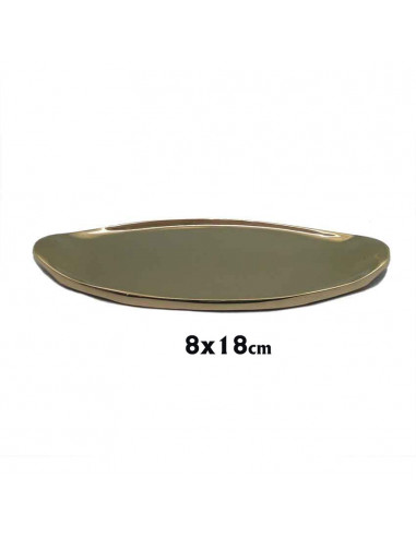 Bandeja Comunion Oval Dorada 18cm Con Borde Levantado