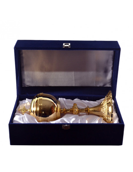 Copon Dorado Labrado 30X13. 5 Cm Nudo Saliente Base Labrada Oro 24K En Caja Forrada