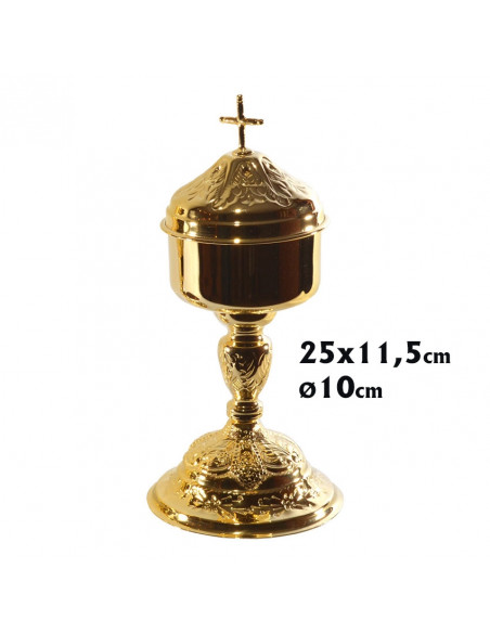 Copon Dorado 25x11. 5 CM Adorno Floral Nudo Oval Base Redonda Oro 24k En Caja Forrada