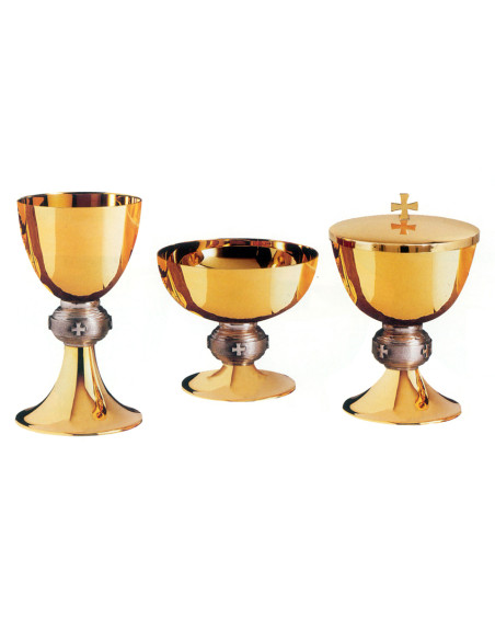 Caliz Metal Dorado Rayado Nudo Plateado N5175