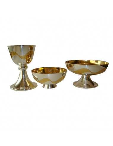 Caliz Metal Plateado Ondas Doradas N5370