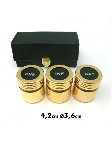 Crismera 3 Vasos Metal Dorado Y...