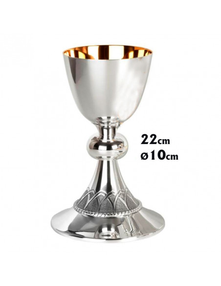 Caliz Metal Dorado Cordon Cincelado En Pie Copa Lisa N5415 22Cm Alto