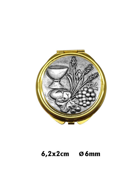Portaviatico Caja Dorada Placa Superior Relieve Plateada Comunion 6.2X2 Cm
