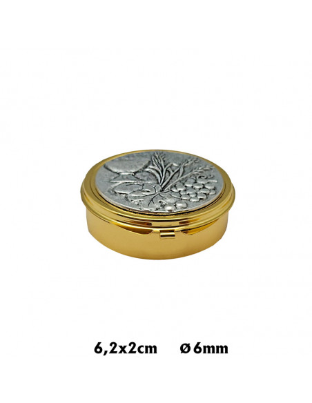 Portaviatico Caja Dorada Placa Superior Relieve Plateada Comunion 6.2X2 Cm