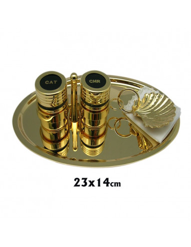 Juego Bautismo Metal Dorado Completo...