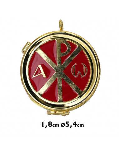 Portaviatico Dorado Esmalte Rojo Alfa Omega