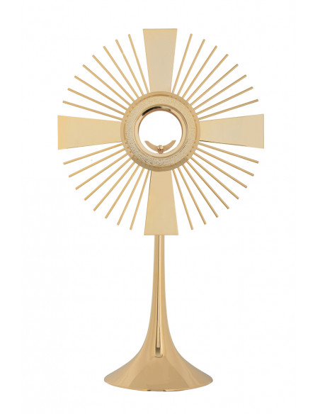 Custodia Metal Clasica Dorada Con Pie Liso 60cm Alto Y 35 Ancho