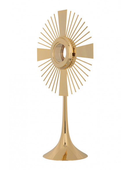 Custodia Metal Clasica Dorada Con Pie Liso 60cm Alto Y 35 Ancho