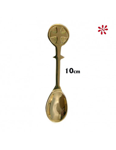 Cuchara Metal Dorada 10cm Con Adorno Cruz Redonda