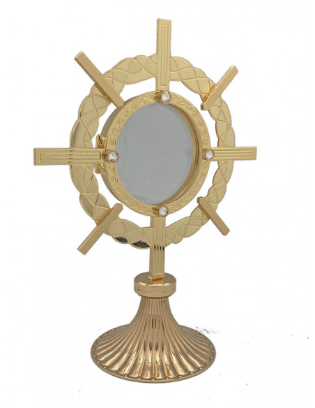 Custodia Dorada Tipo Timon Trenzada Adornos Transparentes Pie Rayado 25Cm