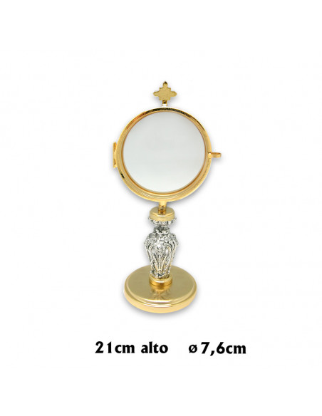 Tabor Dorado Con Nudo Plateado Adorno Floral Y Cara Angeles Base Redonda