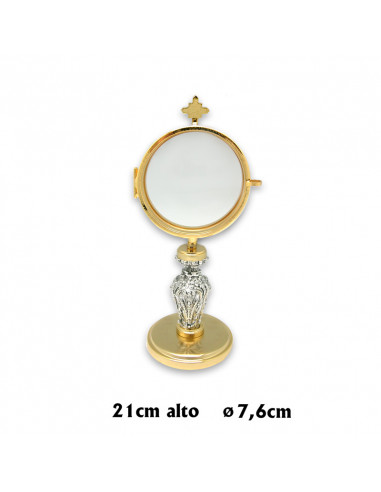 Custodia Dorada Sencilla 20cm Pie Plateado Grabado Resina