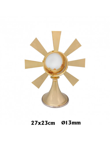Custodia Metal Dorada Tipo Rayos Anchos 27x23cm Y Base De 13cm Diametro