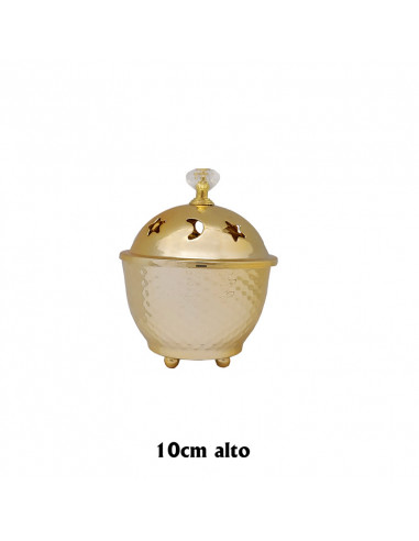 Incensario Dorado Labrado Alto 24Cm