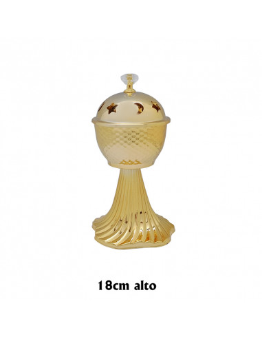 Incensario Dorado 18x10cm Base Rayad...