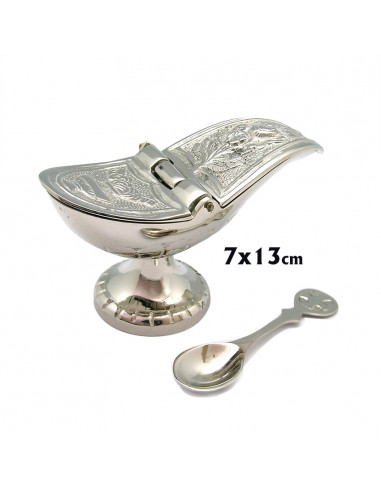 Naveta Niquelada Labrada 7x13cm