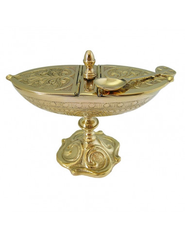 Naveta Dorada Labrada Con Base Altura...