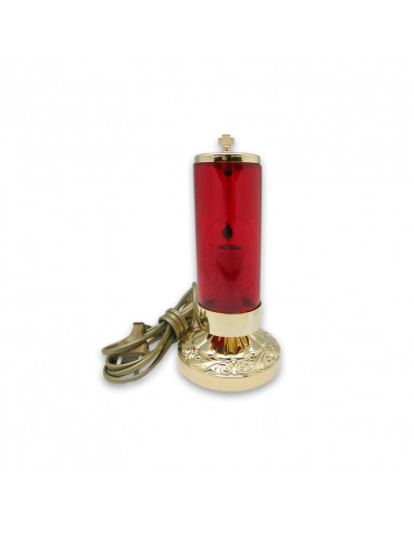 Lampara Electrica Dorada Base Redonda Labrada 19x10cm