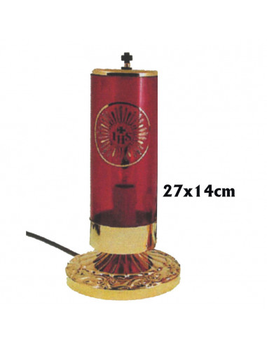 Lampara Electrica Dorada Base Redonda Labrada 27x14cm