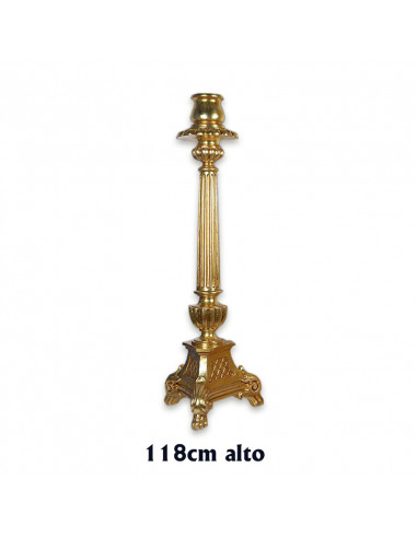 Cirial Madera Tallado Oro 118cm