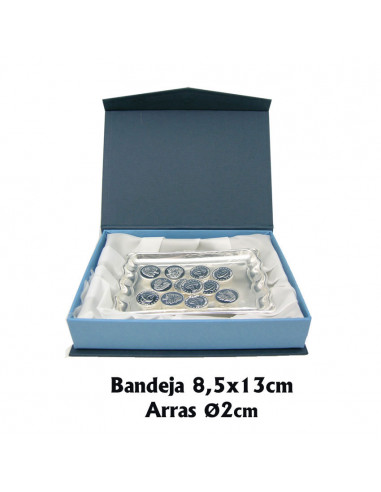 Juego Arras Metal Con Estuche Y Bandeja Plateada
