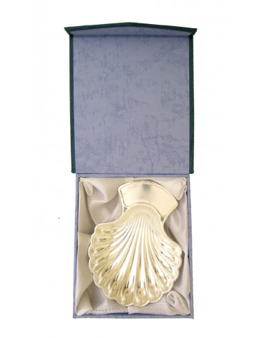 Concha Bautismo Para Grabar Metal Plateada Con Estuche