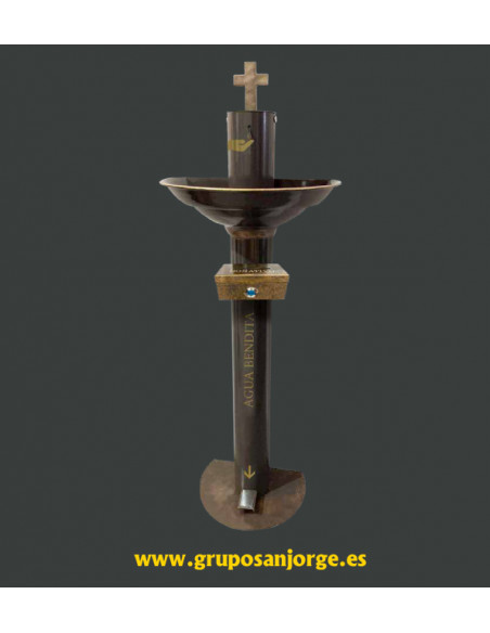 Pila Agua Bendita Con Pie Y Hucha Metal Con Pedal