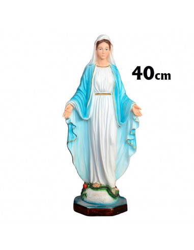 Virgen Lourdes Res 30cm Decorada