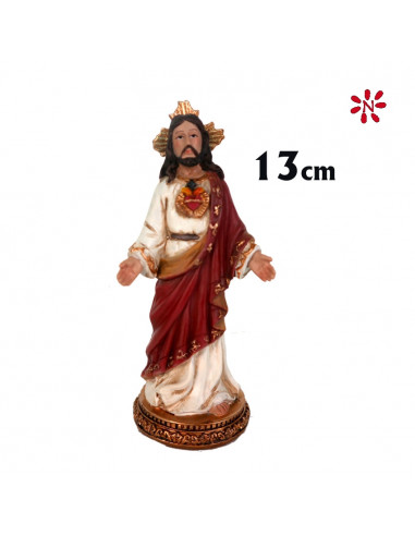 Corazon De Jesus Res 13cm Base Redonda Dorada P59
