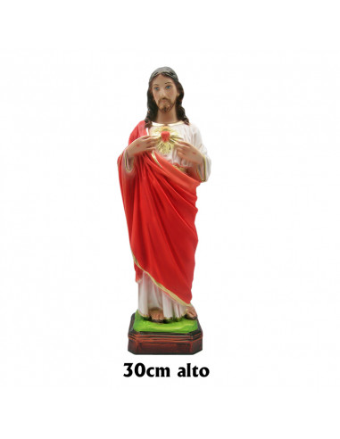 Corazon De Jesus Res 30cm Decorado Hueco