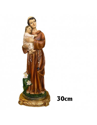 San Antonio Res 13cm Base Redonda Con Flores P18