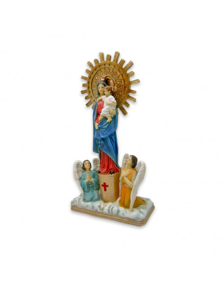 Virgen Del Pilar Res 30cm Con Dos Angelitos P51