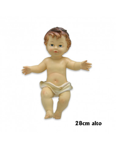 Niño Jesús Res 28cm Pañal Blanco Manos Abiertas