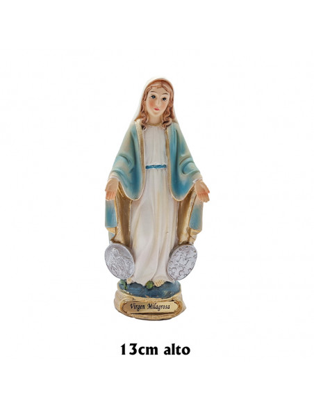 Virgen Milagrosa res 13cm PJ14 base redonda dorada con nombre