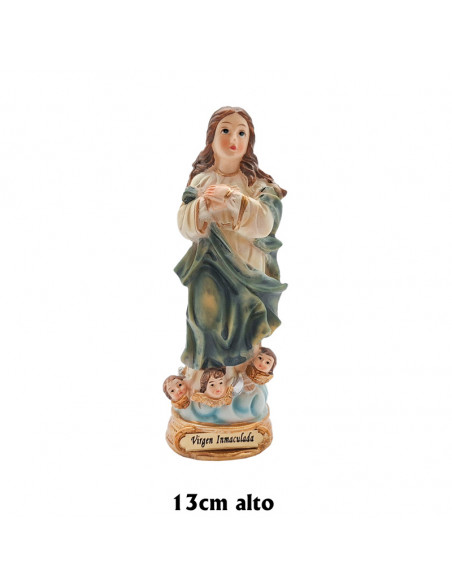Virgen Inmaculada res 13cm PJ10 base redonda dorada con nombre