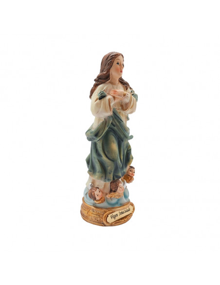 Virgen Inmaculada res 13cm PJ10 base redonda dorada con nombre
