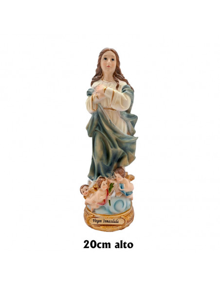 Virgen Inmaculada Res 20Cm Pj15 Base Redonda Dorada Con Nombre