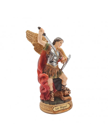 San Miguel res 13cm PJ18 con escudo base redonda dorada con nombre