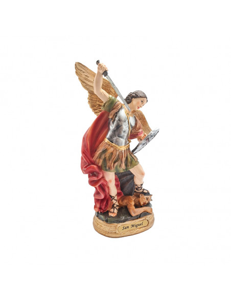 San Miguel res 20cm PJ17 con escudo base redonda dorada con nombre