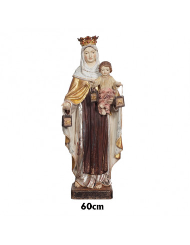 Virgen Del Carmen Madera 60cm Pintada...