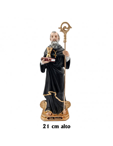 San Benito Res 21Cm Pr 13 Con Medallas En La Base Baston Caliz Y Libro