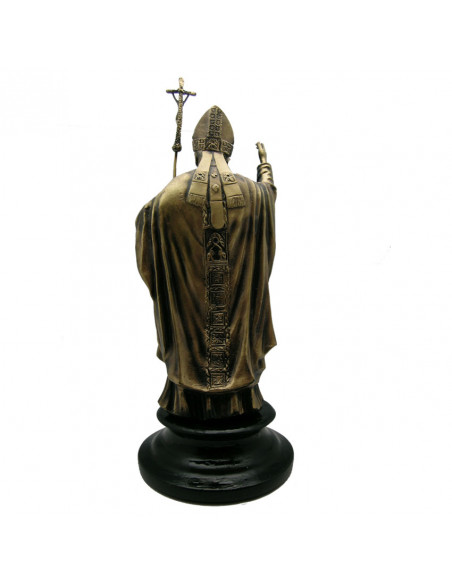 San Juan Pablo Ii 38Cm Con Peana Acabado Bronce