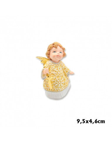 Angel Res Cruz Dorada En La Mano 9....