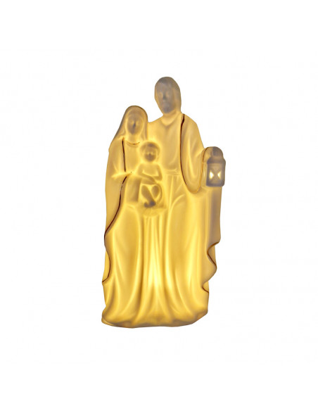 Nacimiento Sagrada Familia Porcelana Blanca 21X11cm En Pie Lineas Doradas