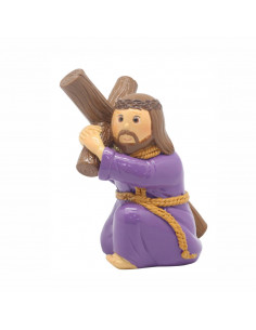 Jesus Con Cruz Arrodillado...