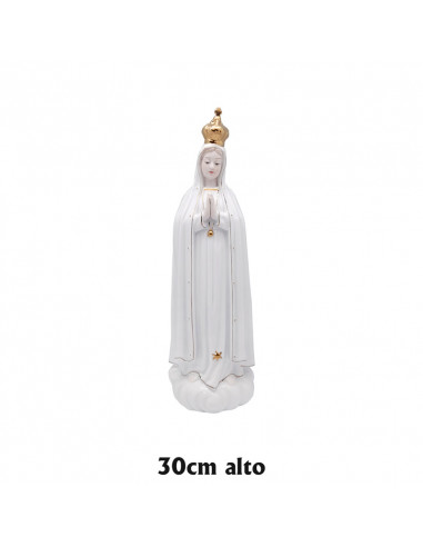 Virgen Fatima ceramica 30cm corona dorada