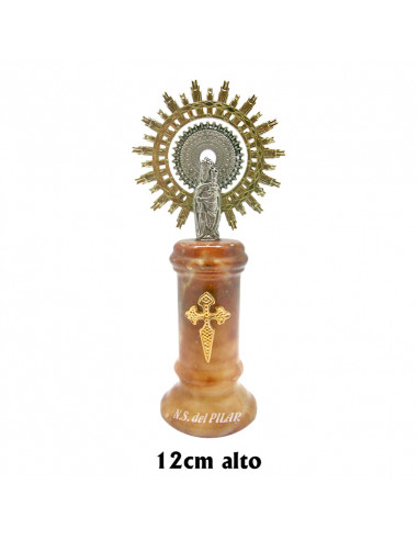Virgen Pilar 12cm Pie Alabastro Marron